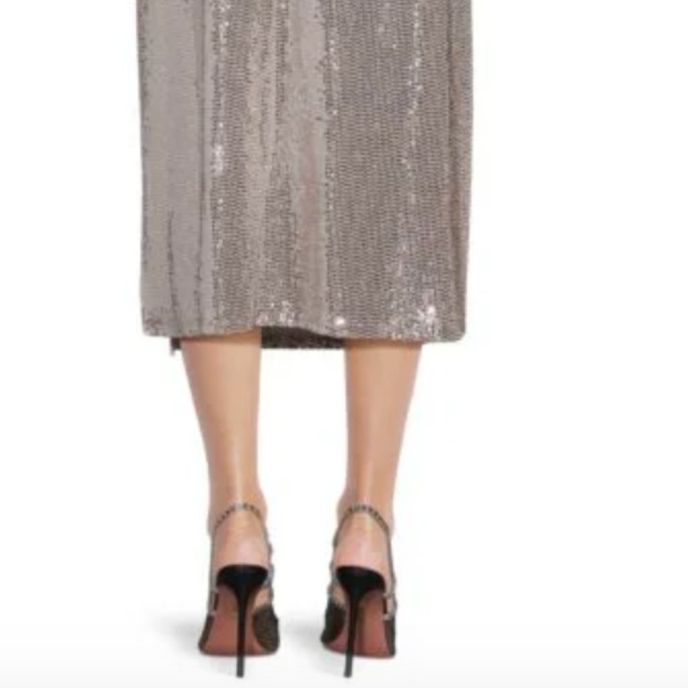 BEBE Squareneck Sequin Sheath Dress Size M/L - Picture 4 of 4